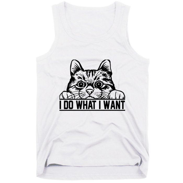 Funny Cat Lovers Retro 70s 80s 90s I Do What I Want Cat Tank Top