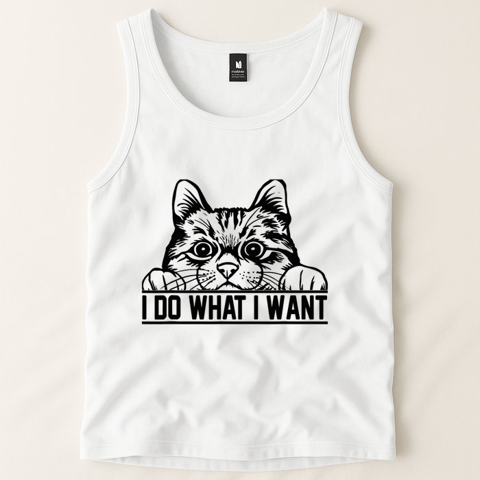 Funny Cat Lovers Retro 70s 80s 90s I Do What I Want Cat Tank Top