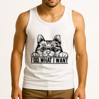 Funny Cat Lovers Retro 70s 80s 90s I Do What I Want Cat Tank Top