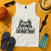 Funny Cat Lovers Retro 70s 80s 90s I Do What I Want Cat Tank Top