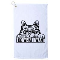 Funny Cat Lovers Retro 70s 80s 90s I Do What I Want Cat Golf Towel