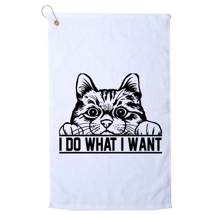Funny Cat Lovers Retro 70s 80s 90s I Do What I Want Cat Golf Towel