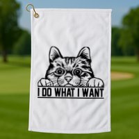 Funny Cat Lovers Retro 70s 80s 90s I Do What I Want Cat Golf Towel