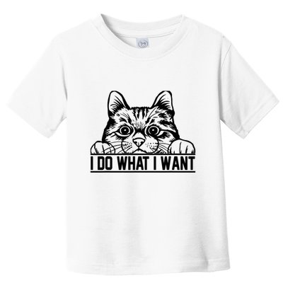 Funny Cat Lovers Retro 70s 80s 90s I Do What I Want Cat Toddler T-Shirt