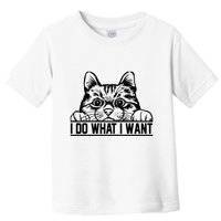 Funny Cat Lovers Retro 70s 80s 90s I Do What I Want Cat Toddler T-Shirt