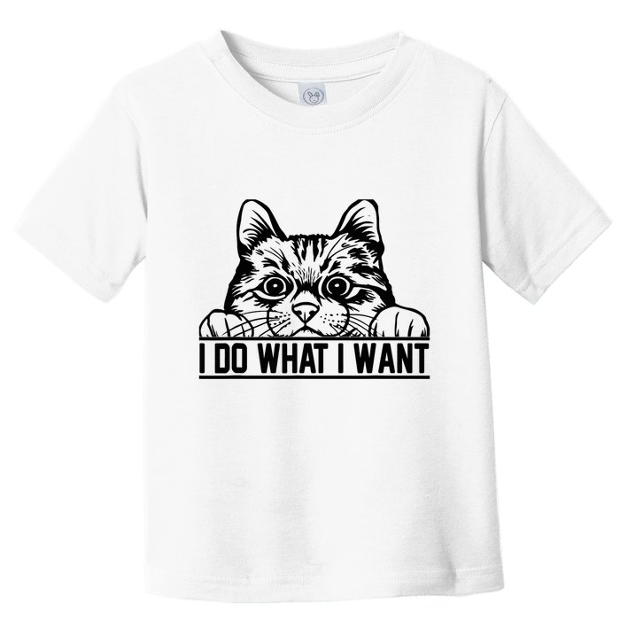 Funny Cat Lovers Retro 70s 80s 90s I Do What I Want Cat Toddler T-Shirt