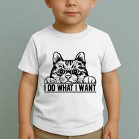 Funny Cat Lovers Retro 70s 80s 90s I Do What I Want Cat Toddler T-Shirt