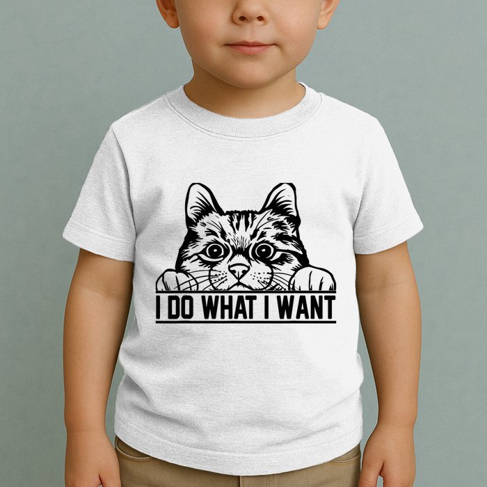 Funny Cat Lovers Retro 70s 80s 90s I Do What I Want Cat Toddler T-Shirt