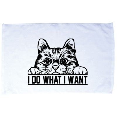 Funny Cat Lovers Retro 70s 80s 90s I Do What I Want Cat Microfiber Hand Towel