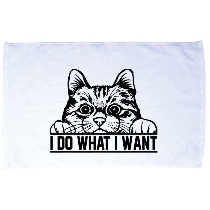 Funny Cat Lovers Retro 70s 80s 90s I Do What I Want Cat Microfiber Hand Towel