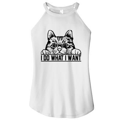 Funny Cat Lovers Retro 70s 80s 90s I Do What I Want Cat Women's Perfect Tri Rocker Tank