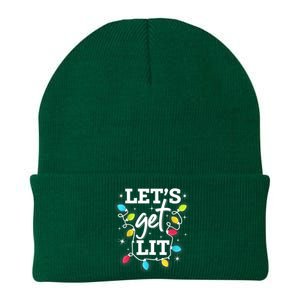 Funny Christmas Lets Get Lit Ing Xmas Holiday Gift Knit Cap Winter Beanie