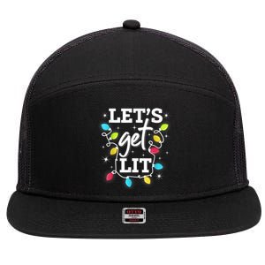 Funny Christmas Lets Get Lit Ing Xmas Holiday Gift 7 Panel Mesh Trucker Snapback Hat