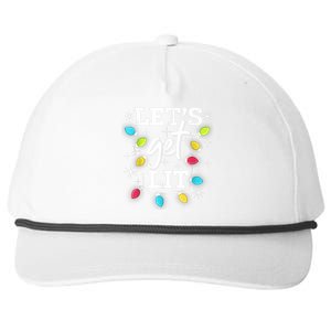 Funny Christmas Lets Get Lit Ing Xmas Holiday Gift Snapback Five-Panel Rope Hat