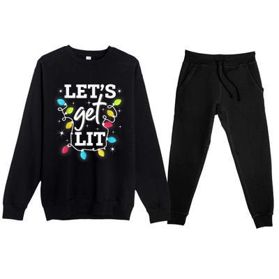 Funny Christmas Lets Get Lit Ing Xmas Holiday Gift Premium Crewneck Sweatsuit Set