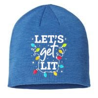 Funny Christmas Lets Get Lit Ing Xmas Holiday Gift Sustainable Beanie