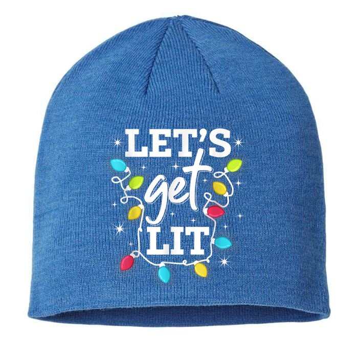 Funny Christmas Lets Get Lit Ing Xmas Holiday Gift Sustainable Beanie