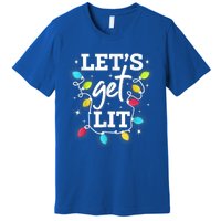 Funny Christmas Lets Get Lit Ing Xmas Holiday Gift Premium T-Shirt