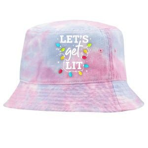 Funny Christmas Lets Get Lit Ing Xmas Holiday Gift Tie-Dyed Bucket Hat