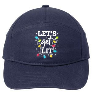 Funny Christmas Lets Get Lit Ing Xmas Holiday Gift 7-Panel Snapback Hat