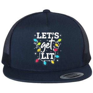 Funny Christmas Lets Get Lit Ing Xmas Holiday Gift Flat Bill Trucker Hat