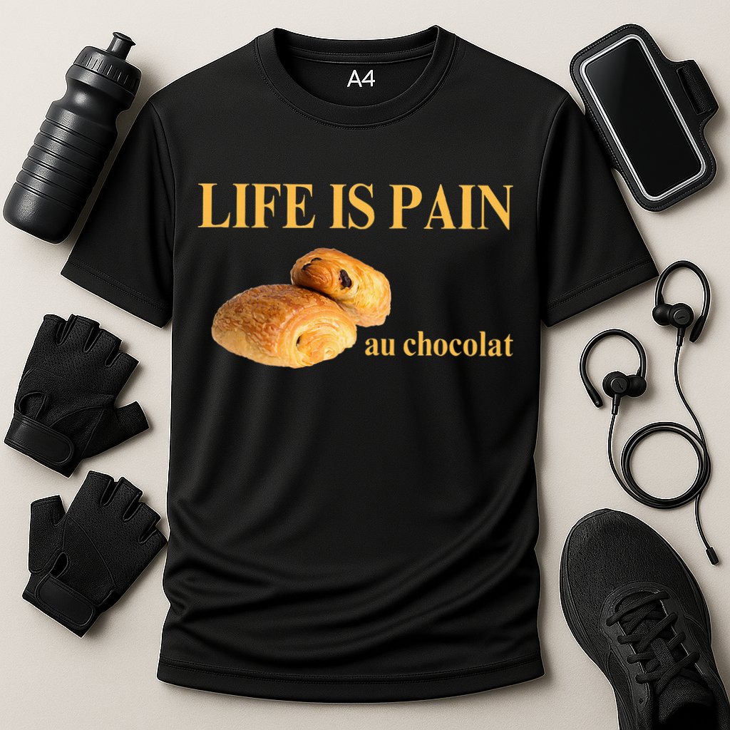 French Chocolatine Life Is Pain Au Chocolat Cooling Performance Crew T-Shirt