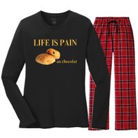 French Chocolatine Life Is Pain Au Chocolat Women's Long Sleeve Flannel Pajama Set 