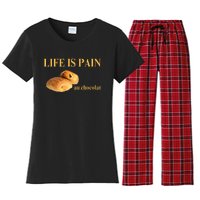 French Chocolatine Life Is Pain Au Chocolat Women's Flannel Pajama Set