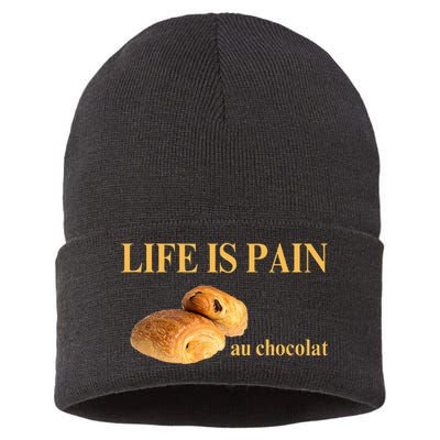 French Chocolatine Life Is Pain Au Chocolat Sustainable Knit Beanie