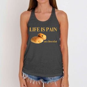 French Chocolatine Life Is Pain Au Chocolat Women's Knotted Racerback Tank