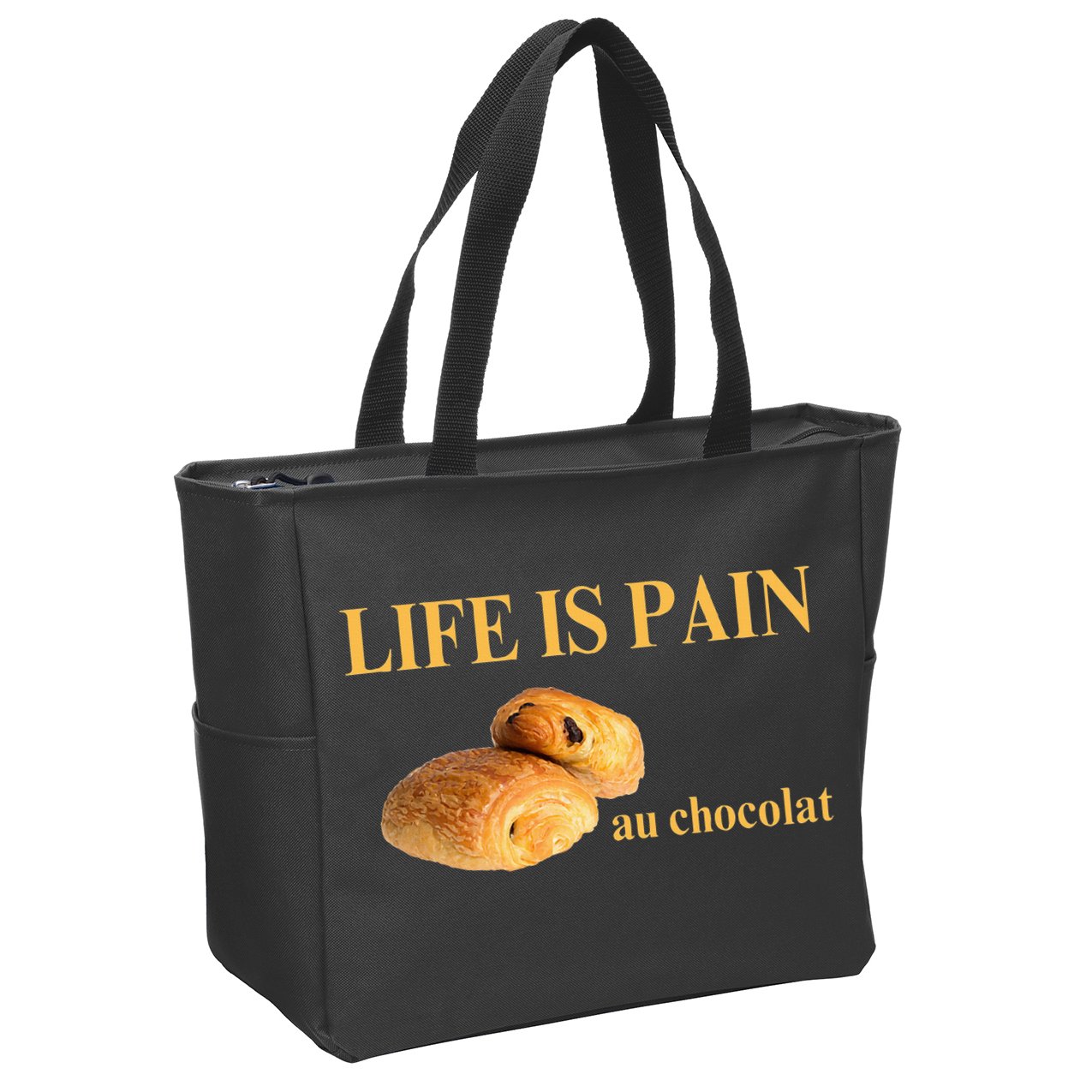 French Chocolatine Life Is Pain Au Chocolat Zip Tote Bag