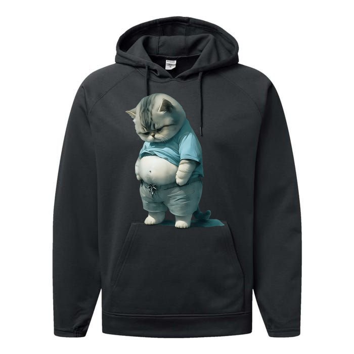 Fat Cat Lover Funny Performance Fleece Hoodie