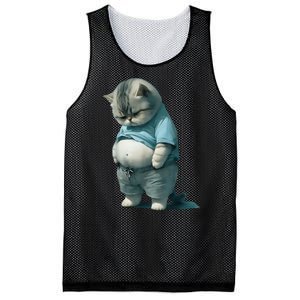 Fat Cat Lover Funny Mesh Reversible Basketball Jersey Tank