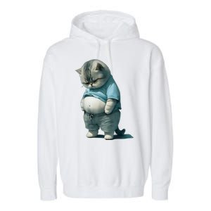 Fat Cat Lover Funny Garment-Dyed Fleece Hoodie