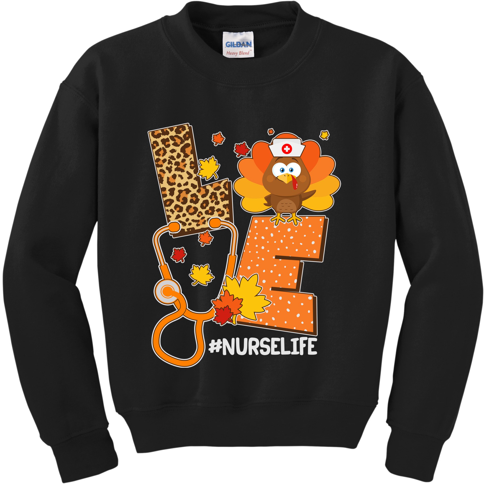Funny Cute Love Thanksgiving #Nurse Life Kids Sweatshirt