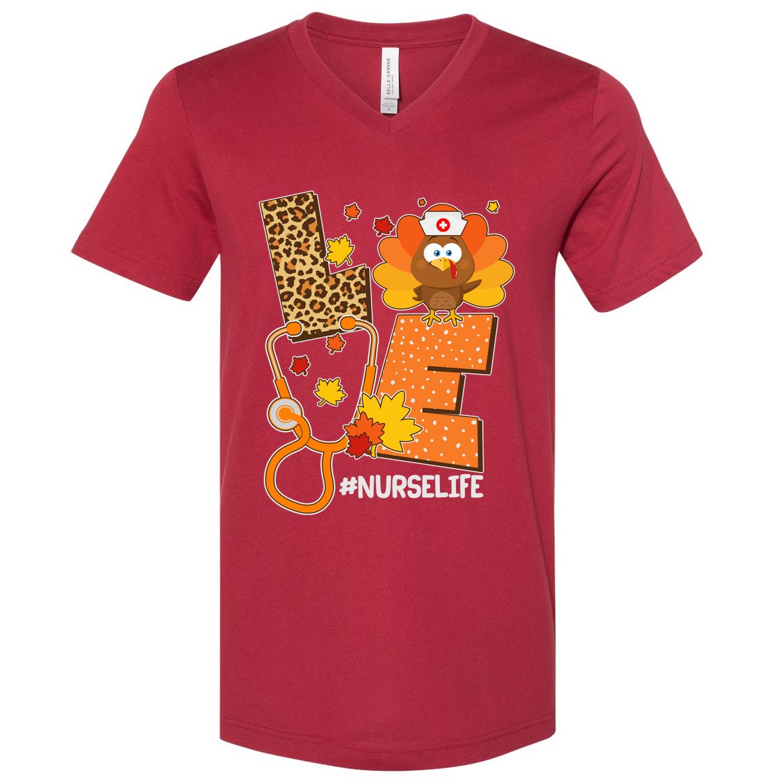 Funny Cute Love Thanksgiving #Nurse Life V-Neck T-Shirt