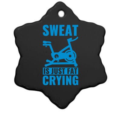 Funny Cycling Lover Spinning Sweat Is Just Fat Crying Cute Gift Ceramic Star Ornament