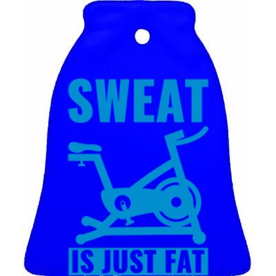 Funny Cycling Lover Spinning Sweat Is Just Fat Crying Cute Gift Ceramic Bell Ornament