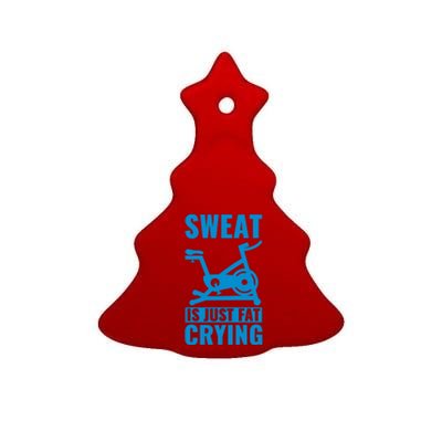 Funny Cycling Lover Spinning Sweat Is Just Fat Crying Cute Gift Ceramic Tree Ornament