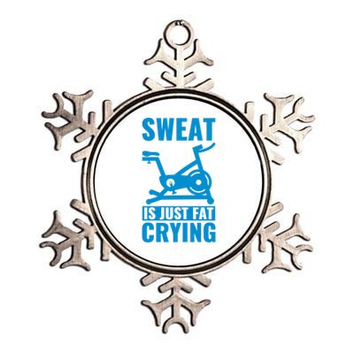 Funny Cycling Lover Spinning Sweat Is Just Fat Crying Cute Gift Metallic Star Ornament