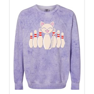 Funny Cat Lover Tee Bowling Pin Cat Bowler Bowling Player Colorblast Crewneck Sweatshirt