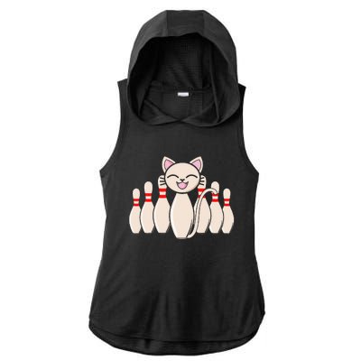 Funny Cat Lover Tee Bowling Pin Cat Bowler Bowling Player Ladies PosiCharge Tri-Blend Wicking Draft Hoodie Tank