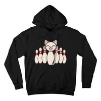 Funny Cat Lover Tee Bowling Pin Cat Bowler Bowling Player Hoodie