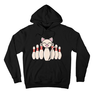 Funny Cat Lover Tee Bowling Pin Cat Bowler Bowling Player Hoodie