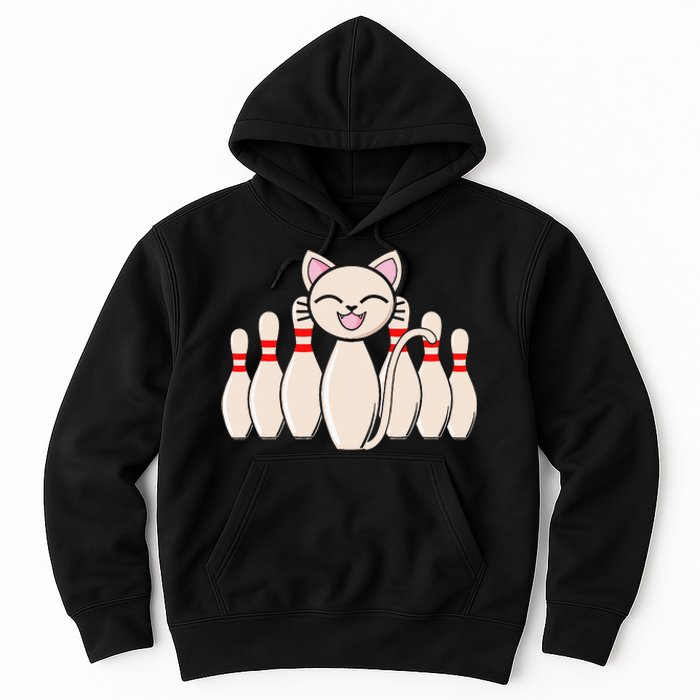 Funny Cat Lover Tee Bowling Pin Cat Bowler Bowling Player Hoodie