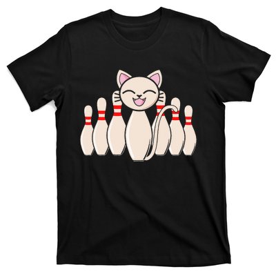 Funny Cat Lover Tee Bowling Pin Cat Bowler Bowling Player T-Shirt