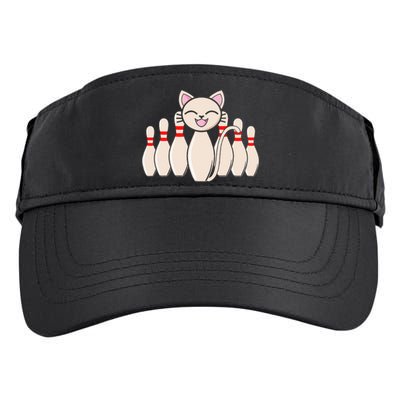 Funny Cat Lover Tee Bowling Pin Cat Bowler Bowling Player Adult Drive Performance Visor