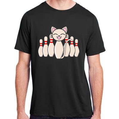 Funny Cat Lover Tee Bowling Pin Cat Bowler Bowling Player Adult ChromaSoft Performance T-Shirt