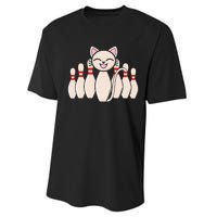 Funny Cat Lover Tee Bowling Pin Cat Bowler Bowling Player Performance Sprint T-Shirt