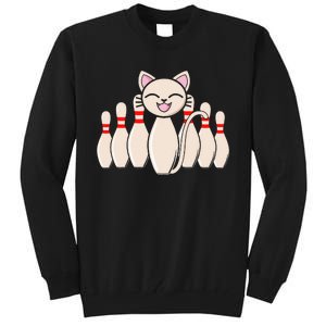 Funny Cat Lover Tee Bowling Pin Cat Bowler Bowling Player Tall Sweatshirt